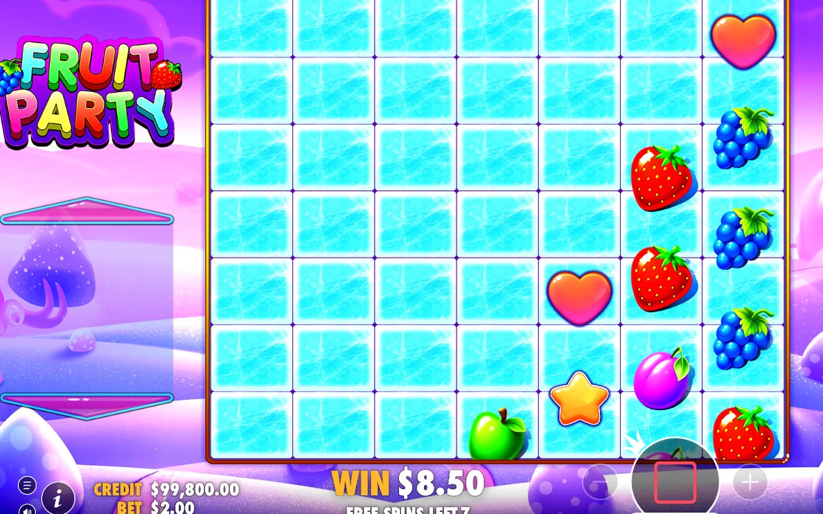 Free Spins round on the night-time candy-land background