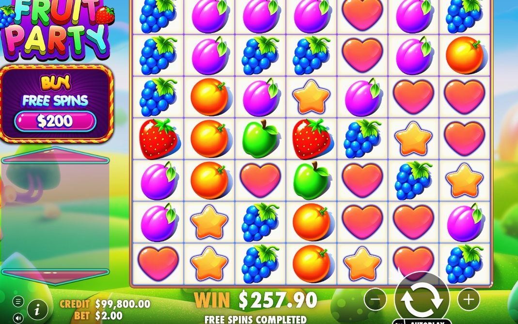 Win total shown after a cluster of matching symbols pays
