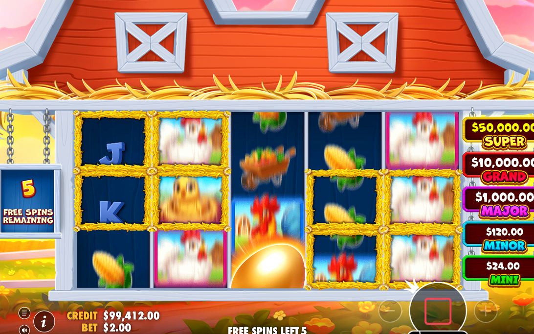 Free Spins, red-orange barn background, Scatter marked STRAW